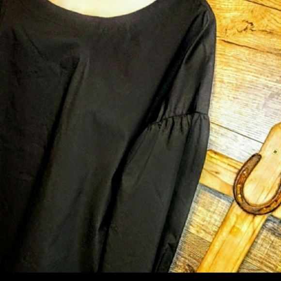 Worthington Top Size L Puff Sleeve High Low Shark Bite Stretch NWT - Picture 7 of 10